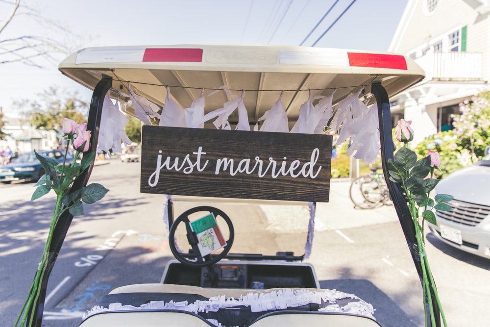 mover carrito de golf Just Married