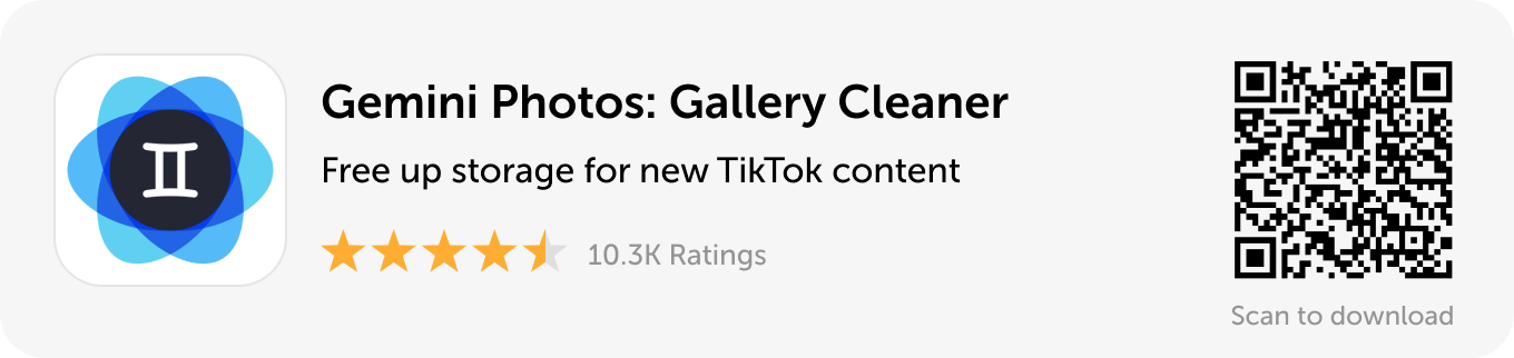 Banner de escritorio: descargue Gemini Photos y libere almacenamiento para el nuevo contenido de TikTok