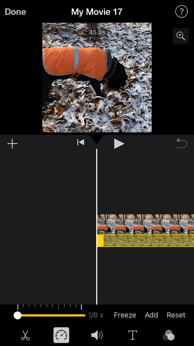 Una captura de pantalla que muestra cómo acelerar o ralentizar un video en iPhone