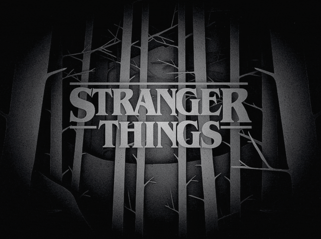 Variación del logo en blanco y negro de Stranger Things
