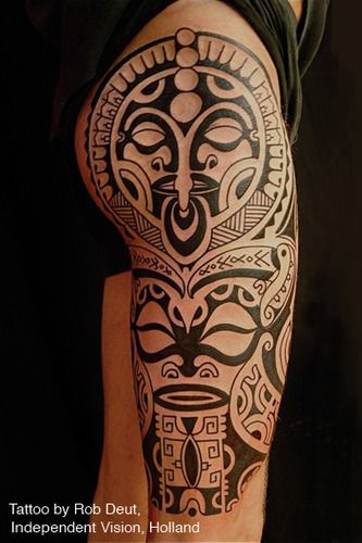 tatuaje tradicional polinesio tatuaje de tótem tiki