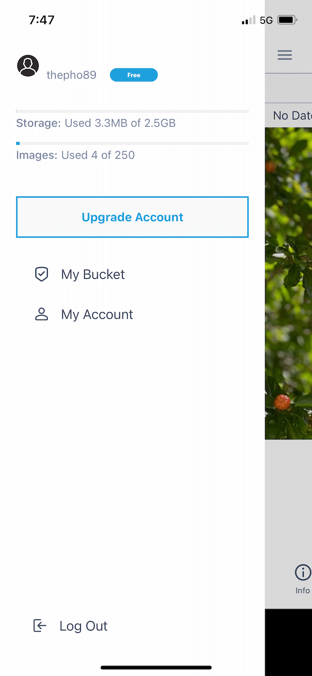 Captura de pantalla de la configuración de la cuenta en Photobucket.