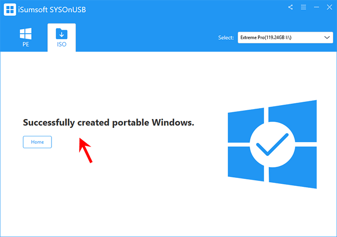 Windows To Go creado con éxito