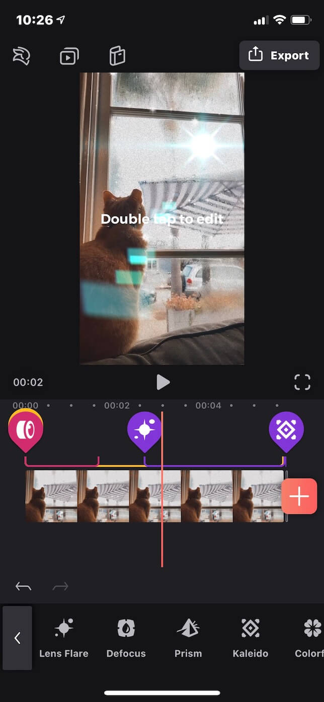 Segunda captura de pantalla que muestra la aplicación Videoleap