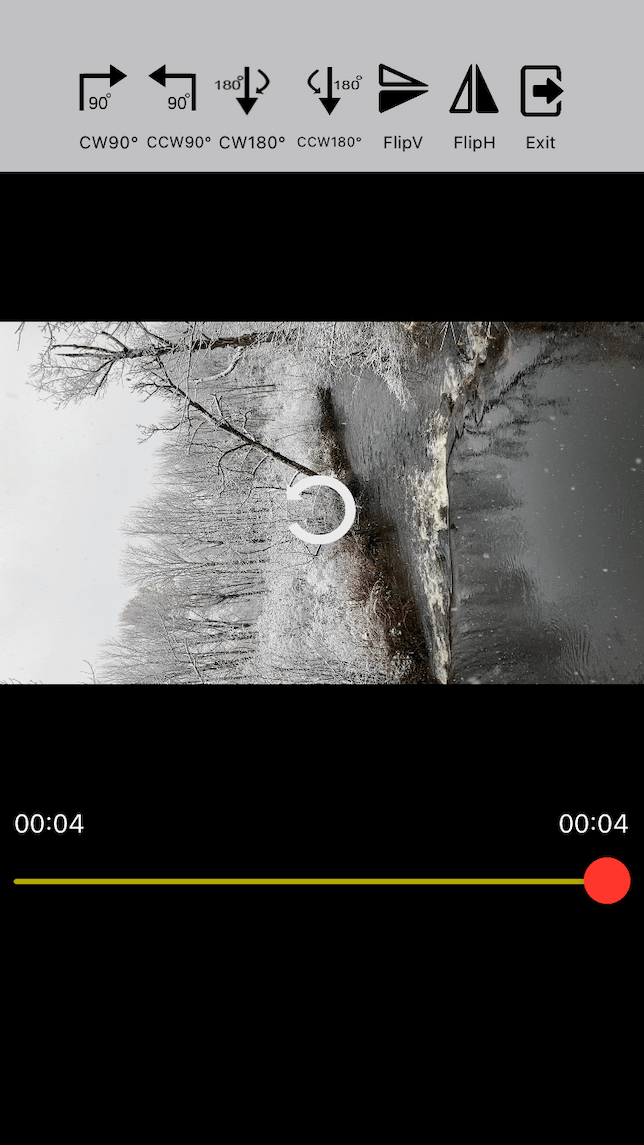 Un screenshop que demuestra cómo rotar un video con Video Rotate and Flip para iPhone