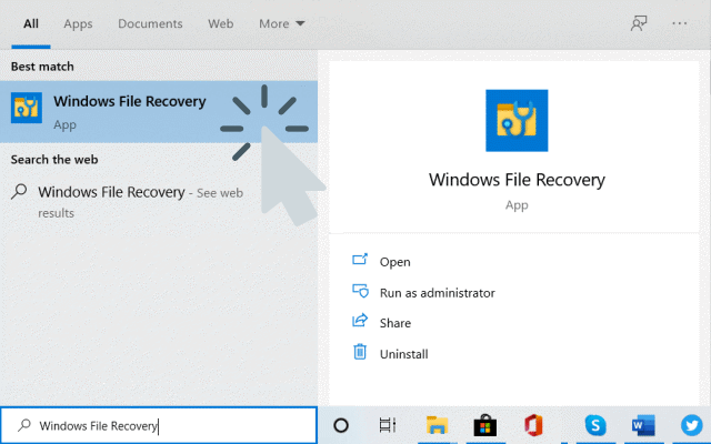 Abrir recuperación de archivos de Windows