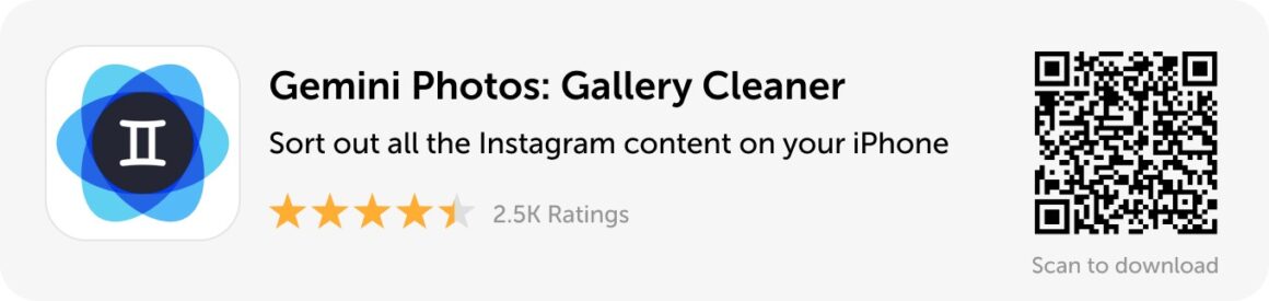 Banner de escritorio: descarga Gemini Photos y ordena todo el contenido de Instagram en tu iPhone