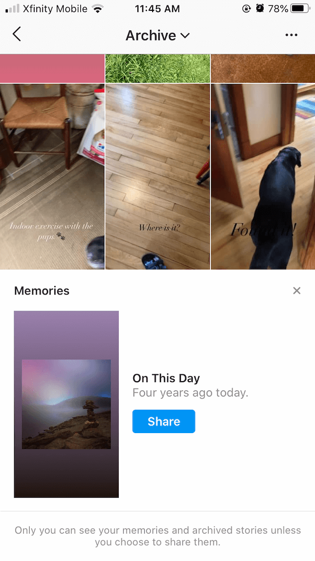 Uso del archivo de Instagram: publique sus recuerdos como historias