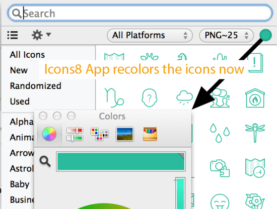 Aplicación icons8: Mejorando constantemente