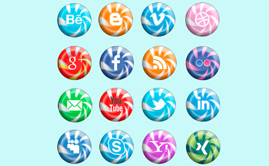 Iconos de redes sociales de caramelo 
