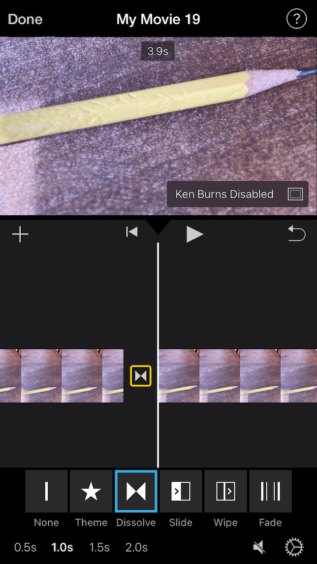 Una captura de pantalla que muestra cómo editar un video de animación de parada usando iMovie.