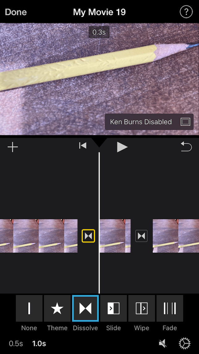 Una captura de pantalla que demuestra el proceso de edición de un video de animación detenida en iMovie.