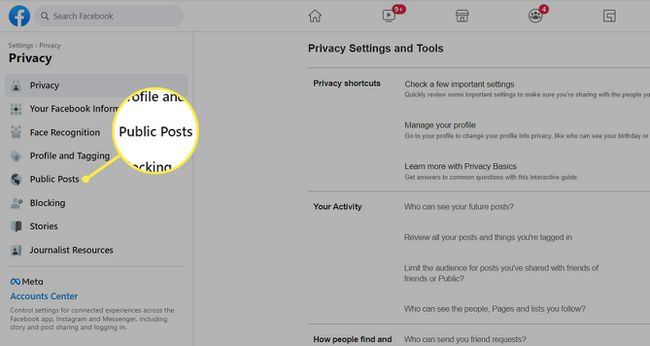 Publicaciones públicas en la configuración de privacidad de Facebook