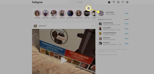 Instagram: seleccione el icono de perfil en la esquina superior derecha