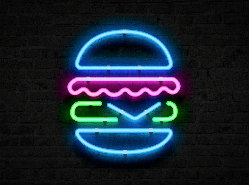 burger in neon effect