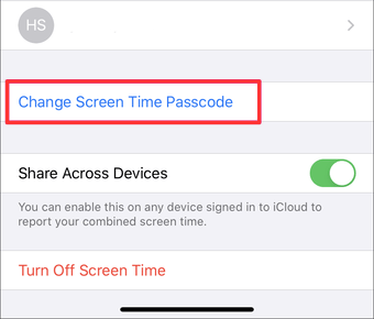 Cambiar el código de acceso de tiempo de pantalla