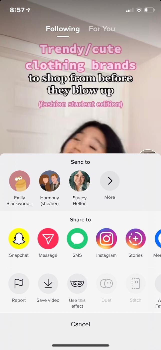 Segunda captura de pantalla que muestra cómo descargar el video de otra persona de TikTok.